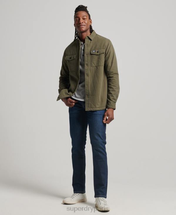 Superdry Hommes surchemise miller doublée borg D64Z163 vêtements vert
