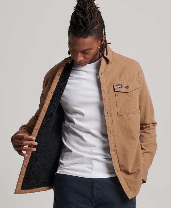 Superdry Hommes surchemise miller doublée borg D64Z166 vêtements brun