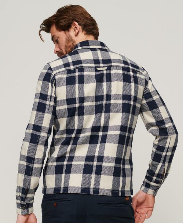 Superdry Hommes surchemise zippée en laine D64Z240 vêtements bleu clair