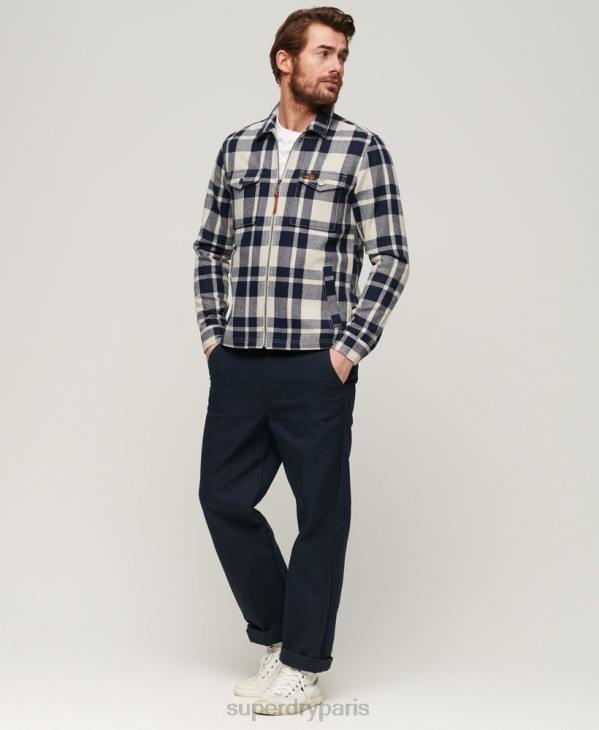 Superdry Hommes surchemise zippée en laine D64Z240 vêtements bleu clair