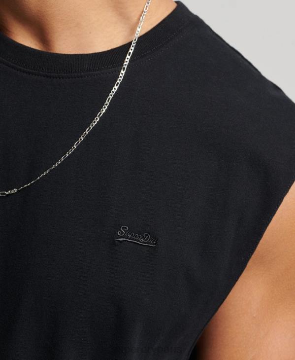 Superdry Hommes débardeur brodé logo vintage en coton bio D64Z1443 vêtements noir