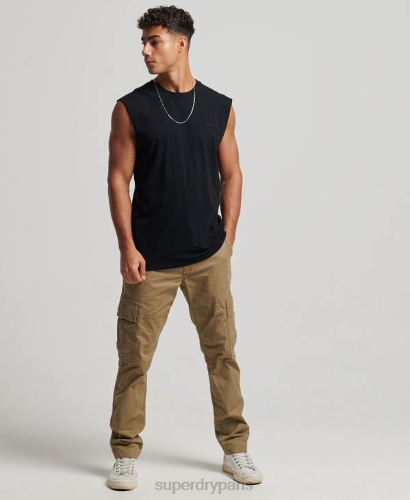 Superdry Hommes débardeur brodé logo vintage en coton bio D64Z1443 vêtements noir