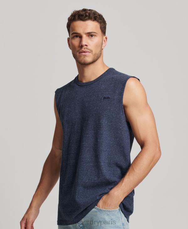 Superdry Hommes débardeur brodé logo vintage en coton bio D64Z1445 vêtements marine