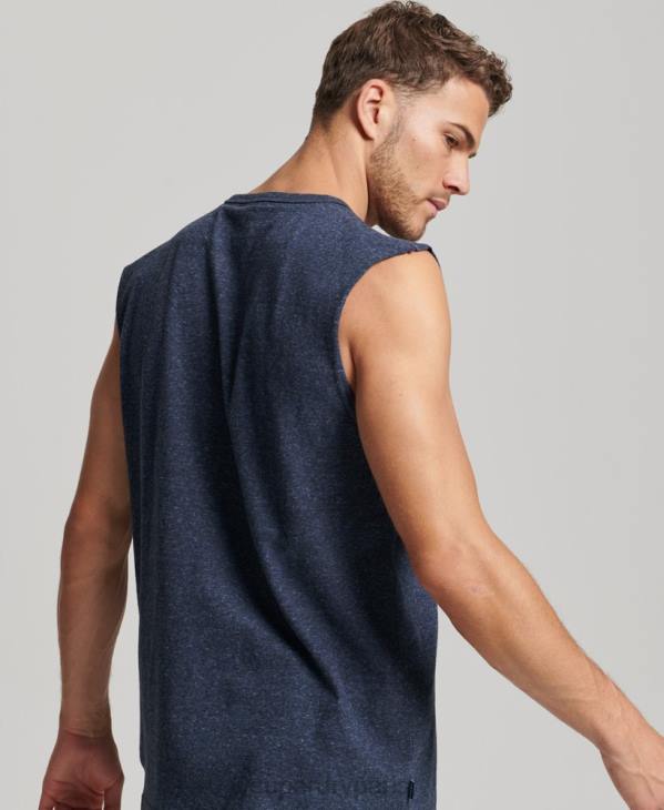 Superdry Hommes débardeur brodé logo vintage en coton bio D64Z1445 vêtements marine
