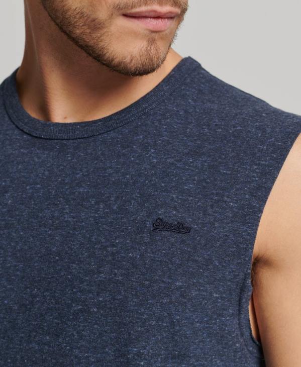 Superdry Hommes débardeur brodé logo vintage en coton bio D64Z1445 vêtements marine