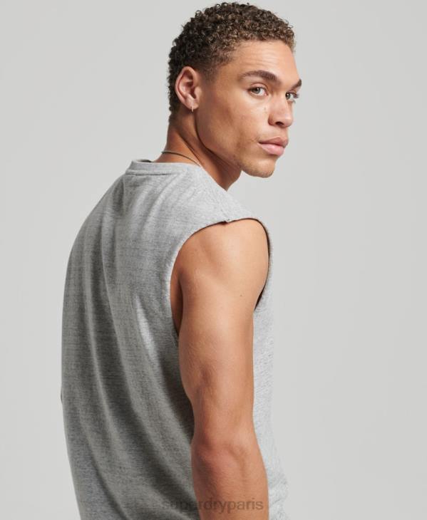 Superdry Hommes débardeur brodé logo vintage en coton bio D64Z1447 vêtements gris