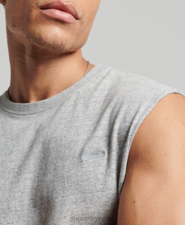 Superdry Hommes débardeur brodé logo vintage en coton bio D64Z1447 vêtements gris
