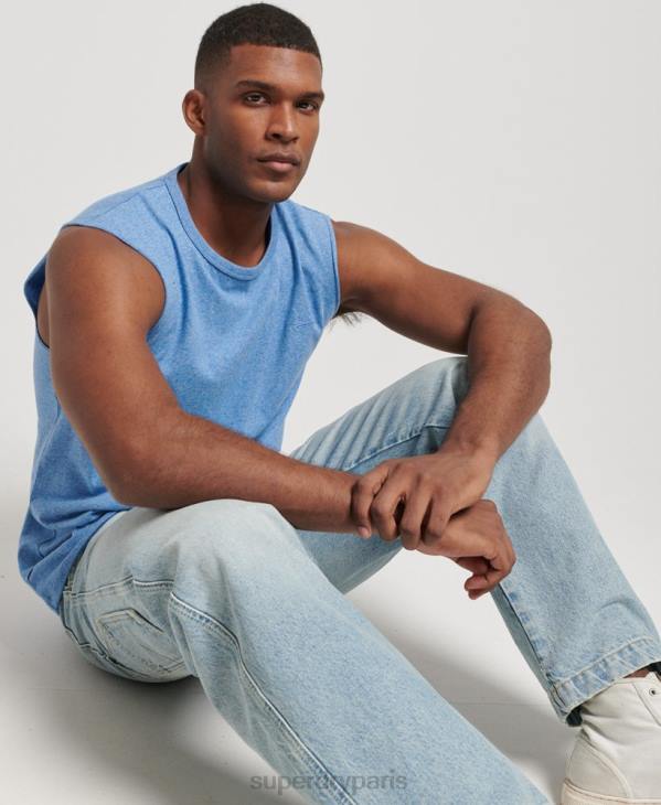Superdry Hommes débardeur brodé logo vintage en coton bio D64Z1451 vêtements bleu