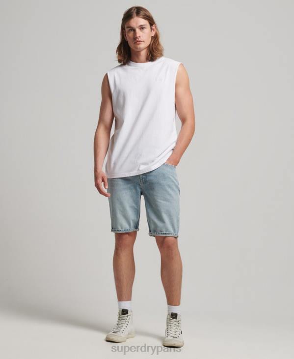 Superdry Hommes débardeur brodé logo vintage en coton bio D64Z1455 vêtements blanc