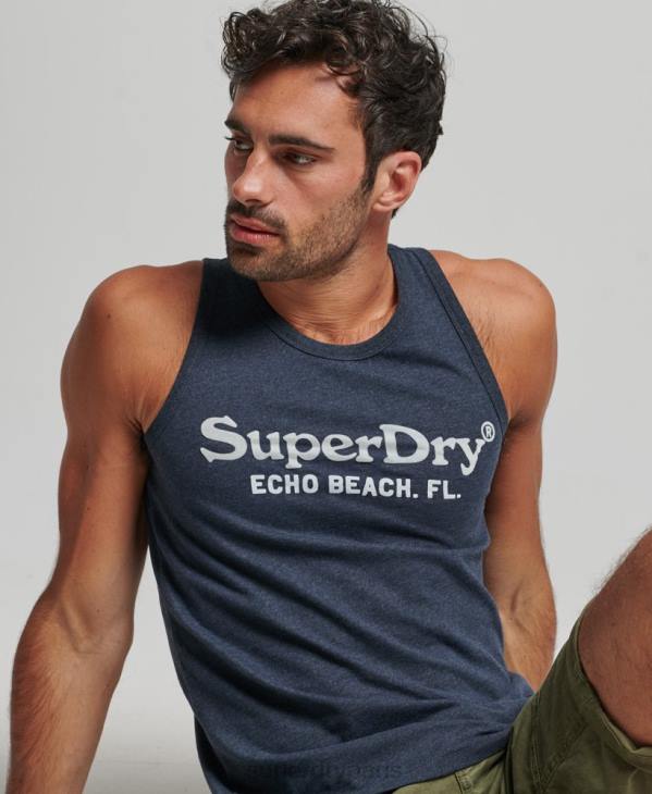 Superdry Hommes débardeur classique lieu vintage D64Z1452 vêtements marine