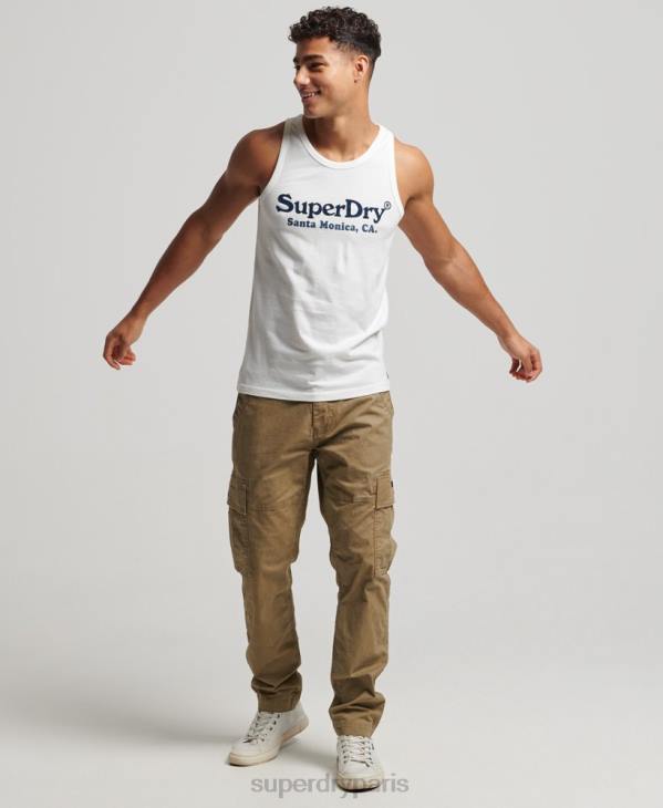 Superdry Hommes débardeur classique lieu vintage D64Z1458 vêtements blanc