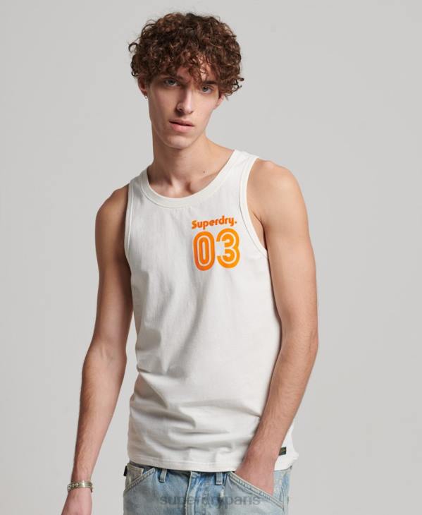 Superdry Hommes débardeur classique terrain vintage D64Z1526 vêtements blanc