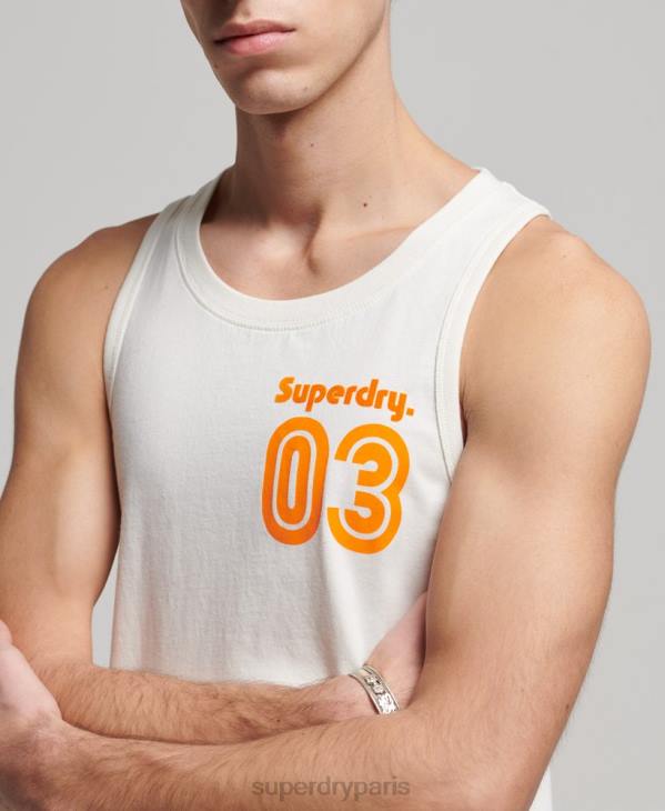 Superdry Hommes débardeur classique terrain vintage D64Z1526 vêtements blanc