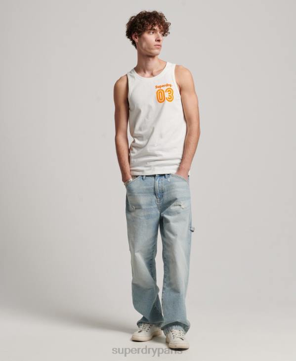 Superdry Hommes débardeur classique terrain vintage D64Z1526 vêtements blanc