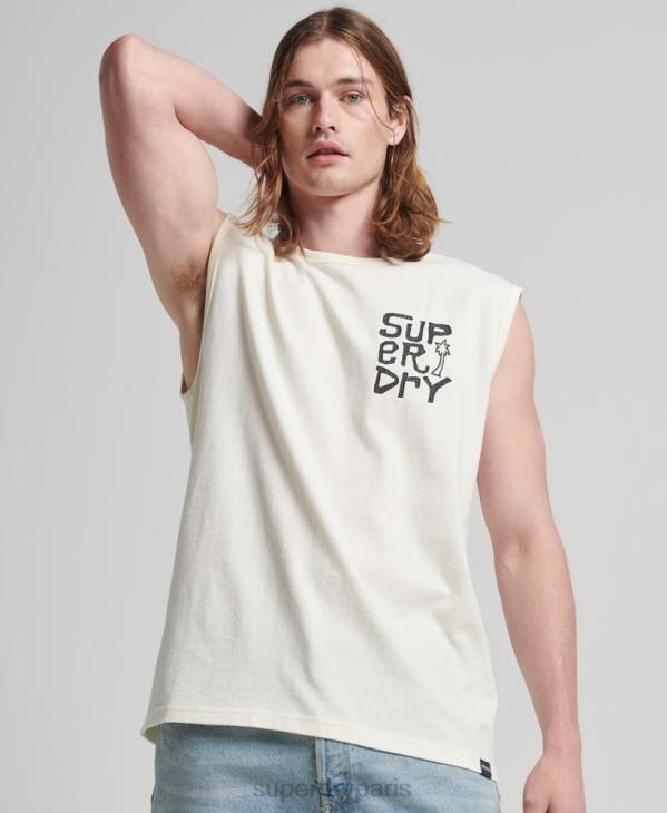Superdry Hommes débardeur de surf tribal vintage D64Z1478 vêtements crème