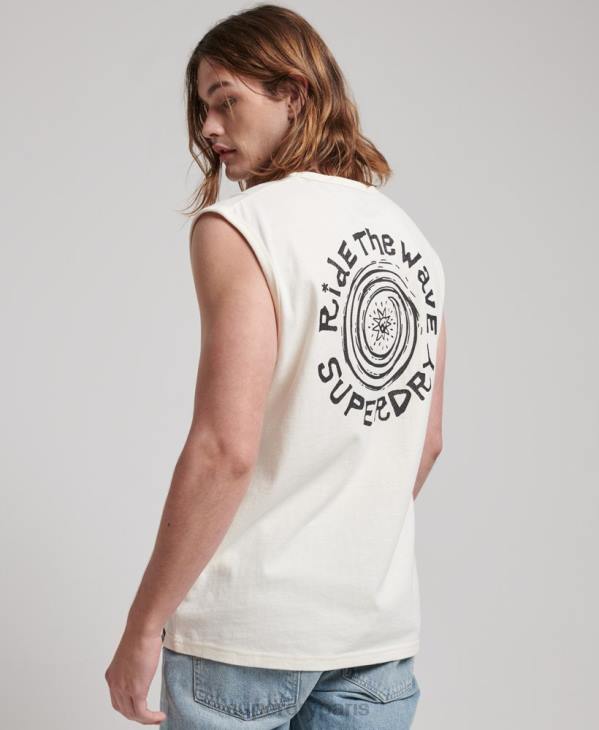 Superdry Hommes débardeur de surf tribal vintage D64Z1478 vêtements crème