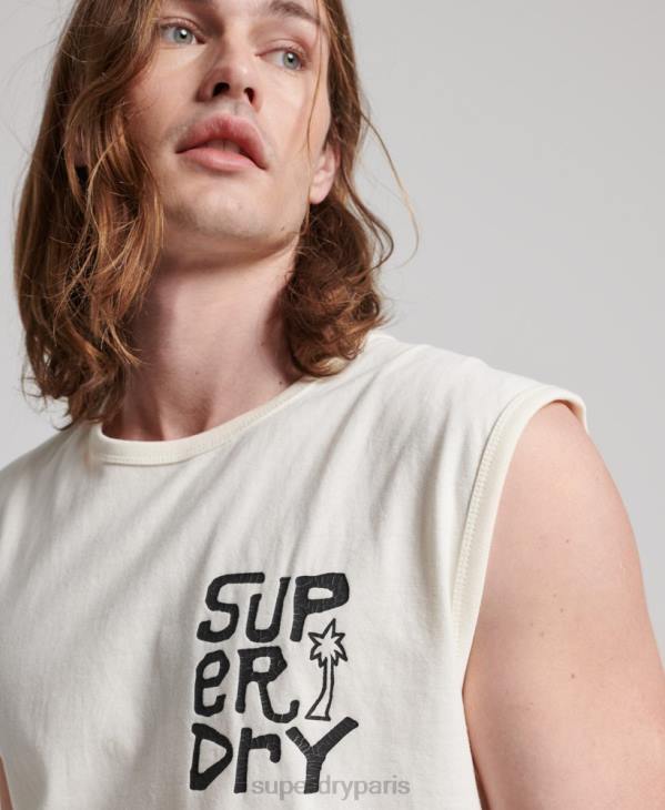 Superdry Hommes débardeur de surf tribal vintage D64Z1478 vêtements crème