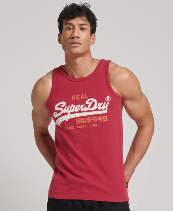Superdry Hommes débardeur à logo vintage D64Z1448 vêtements rouge