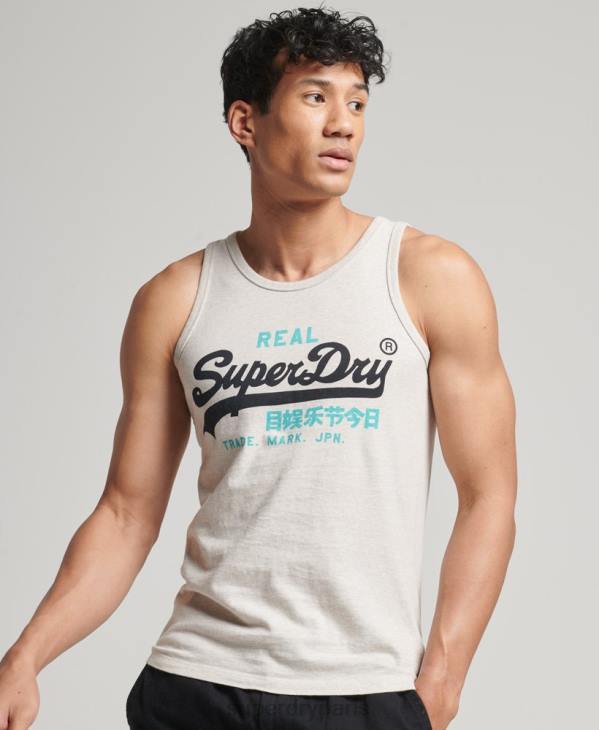 Superdry Hommes débardeur à logo vintage D64Z1453 vêtements crème