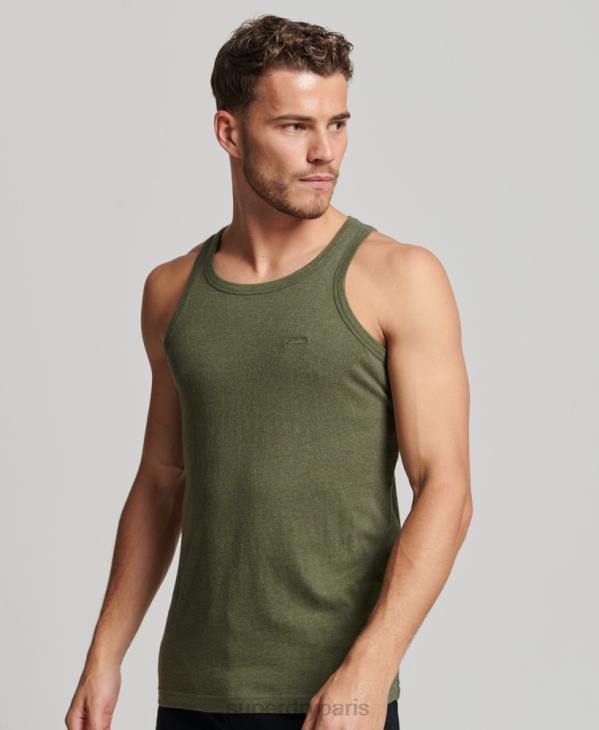Superdry Hommes débardeur logo vintage en coton bio D64Z1472 vêtements vert