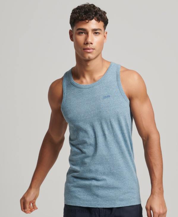 Superdry Hommes débardeur logo vintage en coton bio D64Z1482 vêtements bleu