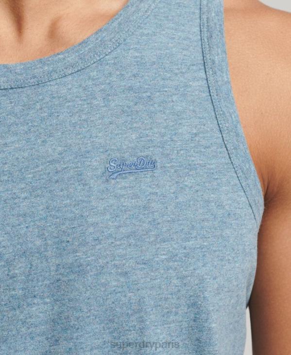 Superdry Hommes débardeur logo vintage en coton bio D64Z1482 vêtements bleu