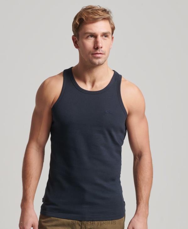 Superdry Hommes débardeur logo vintage en coton bio D64Z1487 vêtements marine