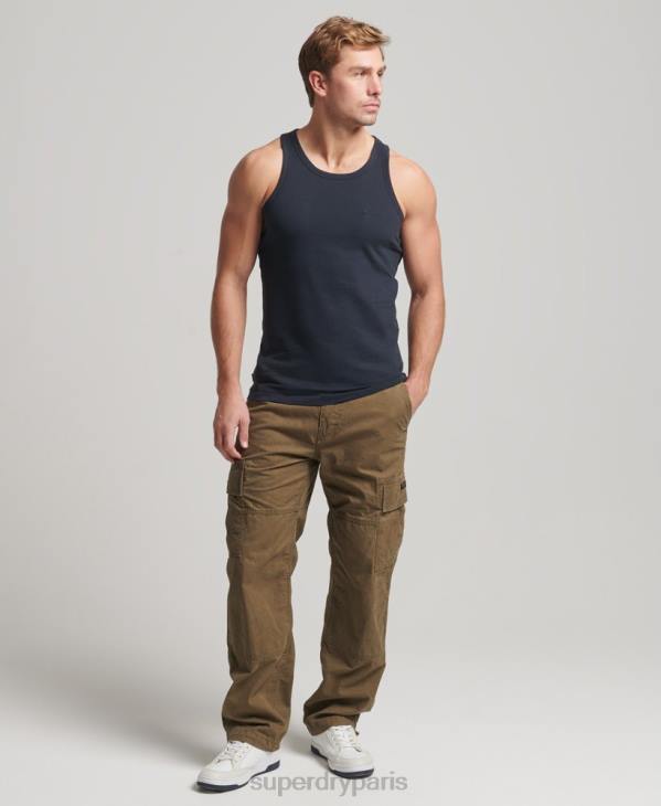 Superdry Hommes débardeur logo vintage en coton bio D64Z1487 vêtements marine