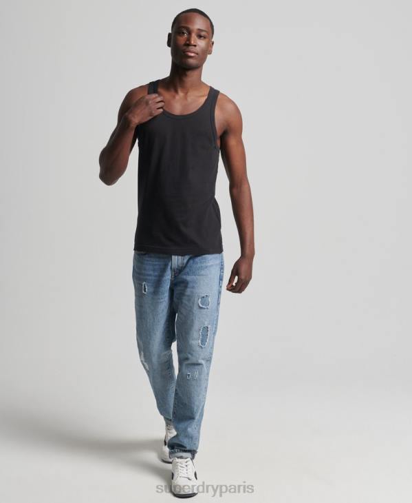 Superdry Hommes débardeur logo vintage en coton bio D64Z1500 vêtements noir