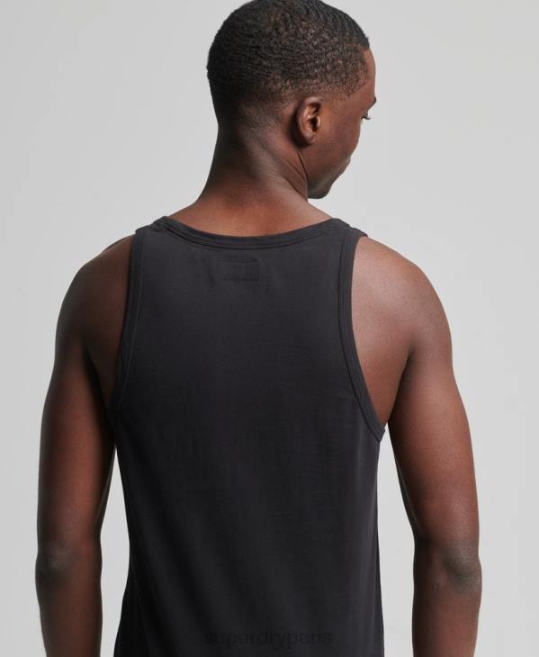 Superdry Hommes débardeur logo vintage en coton bio D64Z1500 vêtements noir