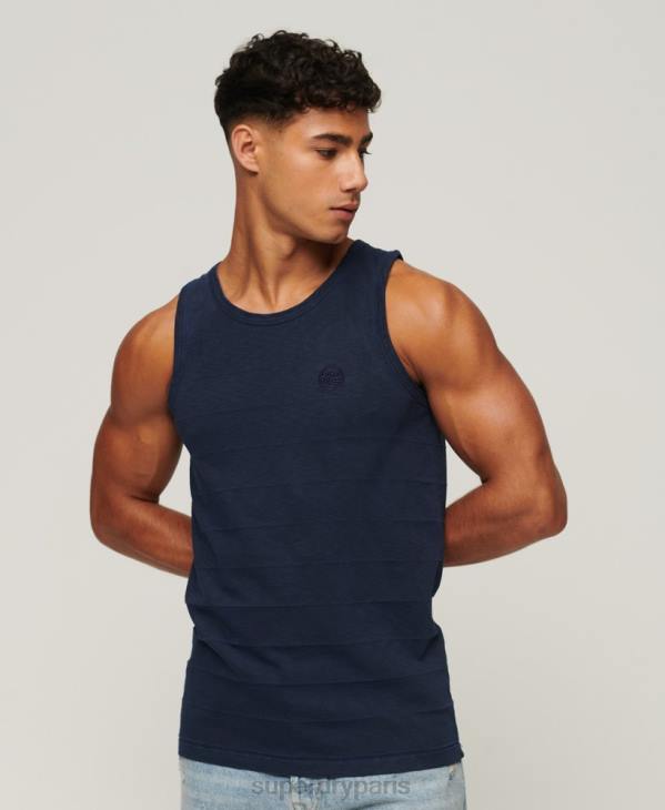 Superdry Hommes débardeur à texture vintage en coton bio D64Z107 vêtements marine