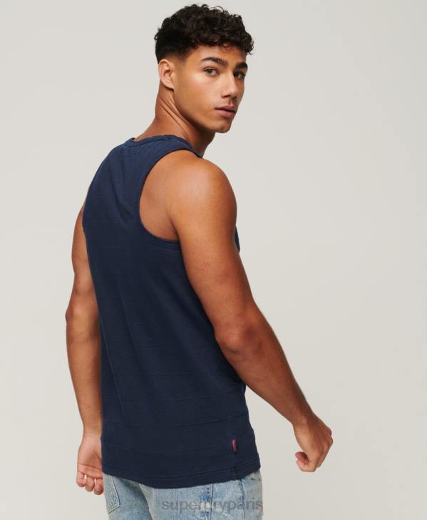 Superdry Hommes débardeur à texture vintage en coton bio D64Z107 vêtements marine