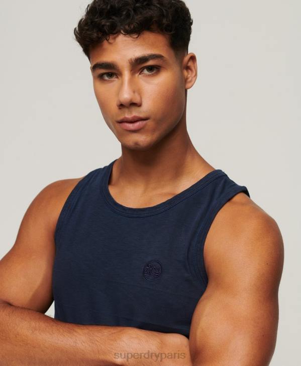 Superdry Hommes débardeur à texture vintage en coton bio D64Z107 vêtements marine