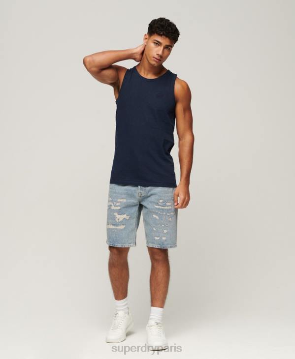 Superdry Hommes débardeur à texture vintage en coton bio D64Z107 vêtements marine
