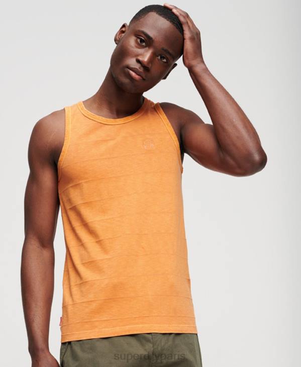 Superdry Hommes débardeur à texture vintage en coton bio D64Z11 vêtements orange