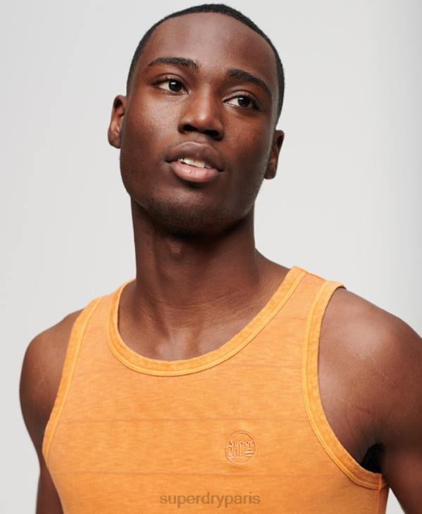 Superdry Hommes débardeur à texture vintage en coton bio D64Z11 vêtements orange