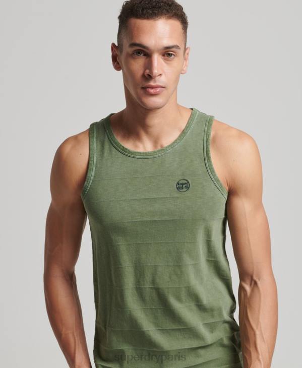 Superdry Hommes débardeur à texture vintage en coton bio D64Z44 vêtements kaki