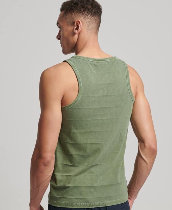 Superdry Hommes débardeur à texture vintage en coton bio D64Z44 vêtements kaki
