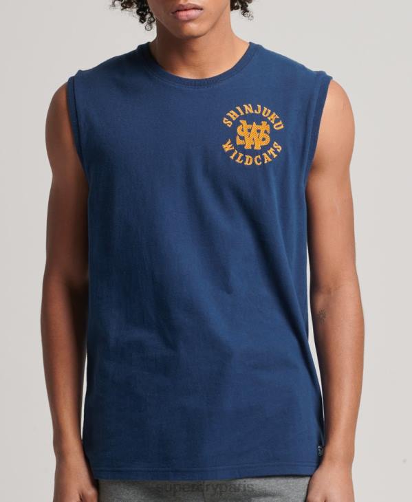 Superdry Hommes débardeur universitaire vintage D64Z1584 vêtements marine