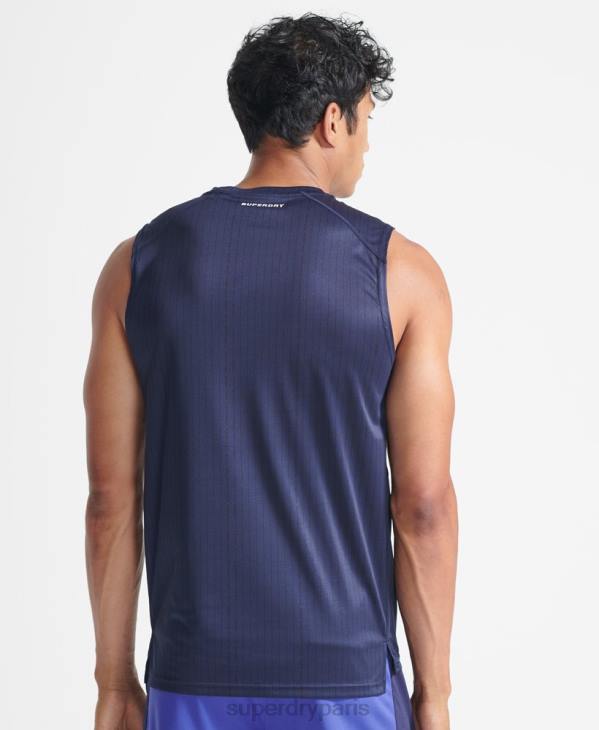 Superdry Hommes gilet actif de train D64Z5398 vêtements bleu foncé