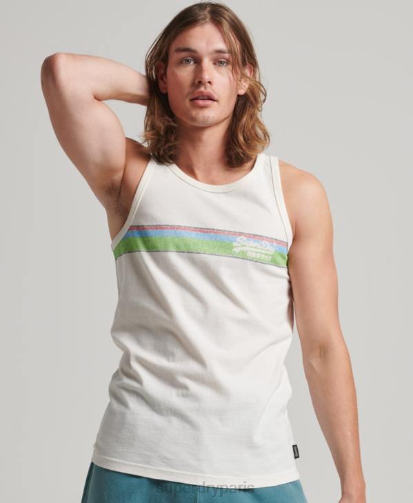 Superdry Hommes gilet cali à logo vintage D64Z1491 vêtements blanc