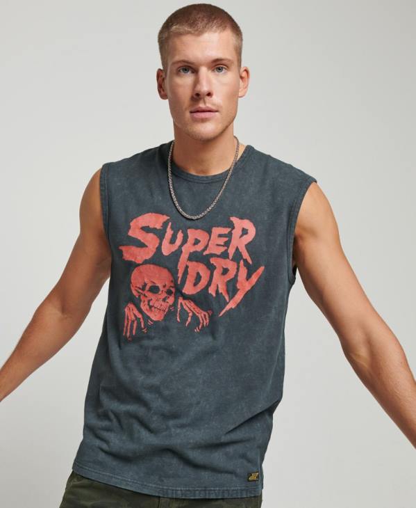 Superdry Hommes gilet flyer lo-fi vintage D64Z9 vêtements noir