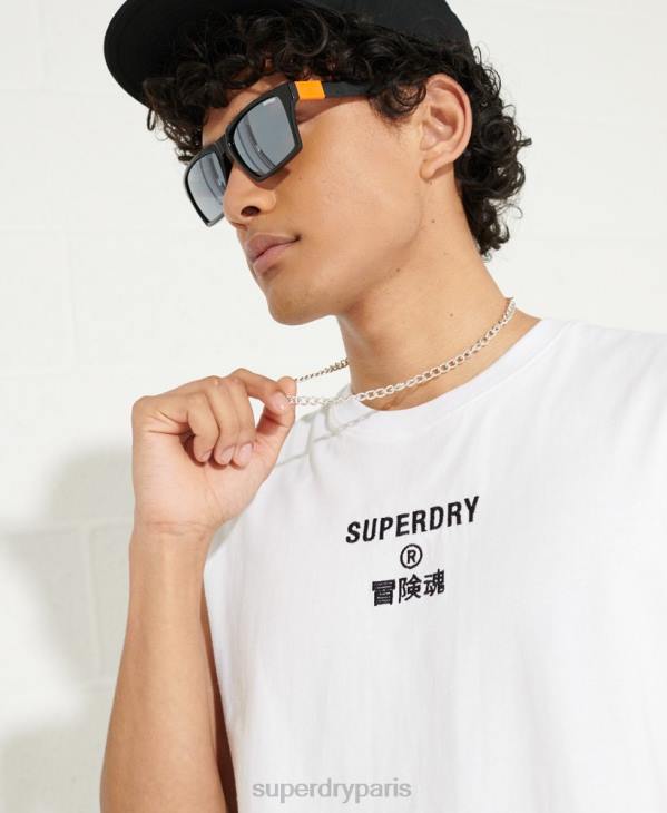 Superdry Hommes gilet à logo d'entreprise D64Z1589 vêtements blanc
