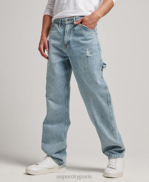 Superdry Hommes jean charpentier en coton bio D64Z1211 vêtements bleu clair