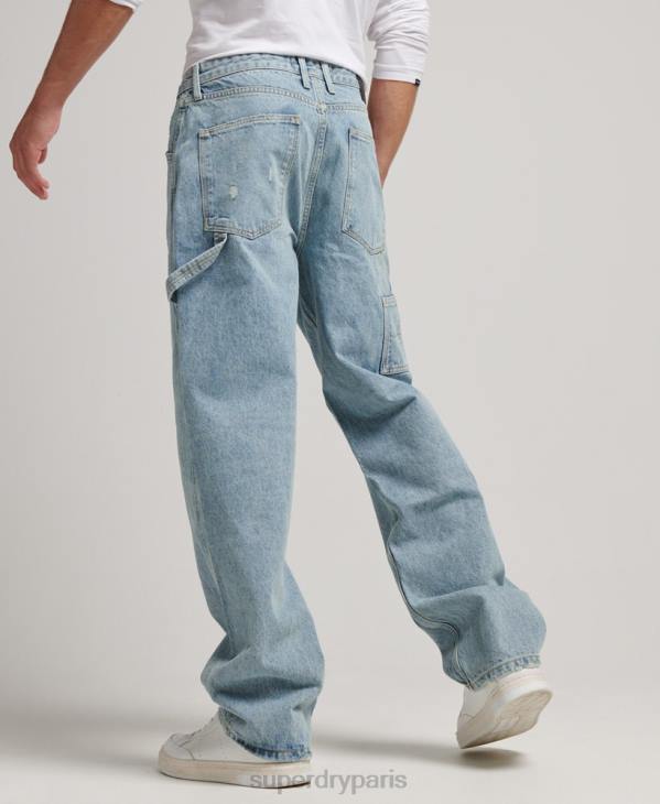 Superdry Hommes jean charpentier en coton bio D64Z1211 vêtements bleu clair
