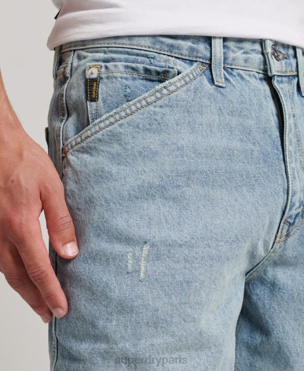 Superdry Hommes jean charpentier en coton bio D64Z1211 vêtements bleu clair