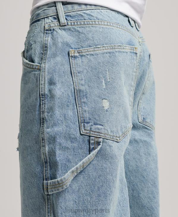 Superdry Hommes jean charpentier en coton bio D64Z1211 vêtements bleu clair