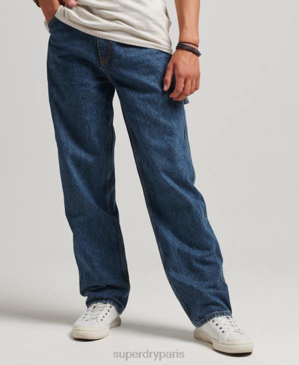 Superdry Hommes jean charpentier en coton bio D64Z1215 vêtements bleu foncé