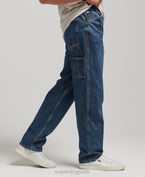 Superdry Hommes jean charpentier en coton bio D64Z1215 vêtements bleu foncé