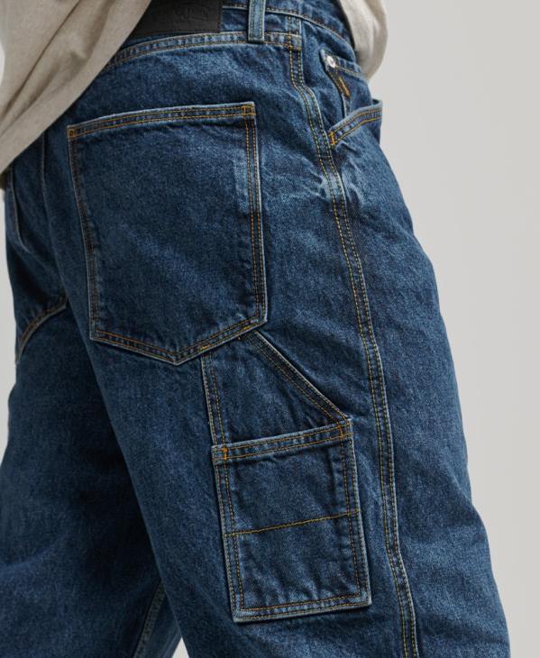 Superdry Hommes jean charpentier en coton bio D64Z1215 vêtements bleu foncé